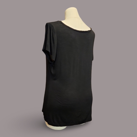 Forever Women Soft And Comfortable Sheer Tshirt With Floral Applique Grunge Goth - Picture 5 of 6